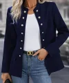 Kadın Uzun Kollu Hakim Yaka önden Düğmeli Kısa Atlas Ceket