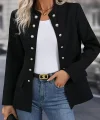Kadın Uzun Kollu Hakim Yaka önü Açık Düğme Detaylı Atlas Ceket