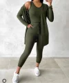 Kadın Uzun Kollu Hırka Atlet Ve Eşofman Yün Viskon üçlü Takım