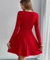 Kadın Uzun Kollu Inci Yakalı Kısa Ithal Krep Elbise