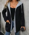 Kadın Uzun Kollu Kapşonlu Bağcıklı Cepli Iki Iplik Ceket