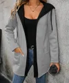 Kadın Uzun Kollu Kapşonlu Bağcıklı Cepli Iki Iplik Ceket
