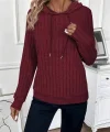 Kadın Uzun Kollu Kapşonlu Bağcıklı şardonlu Kaşkorse Bluz