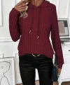 Kadın Uzun Kollu Kapşonlu Bağcıklı şardonlu Kaşkorse Bluz