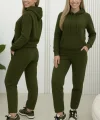 Kadın Uzun Kollu Kapşonlu Bağcıklı üç Iplik Bluz Ve Pantolon Ikili Takım