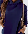 Kadın Uzun Kollu Kapşonlu Kısa Iki Iplik Elbise