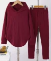 Kadın Uzun Kollu Kapşonlu Meloni Bluz Ve Pantolon Ikili Takım