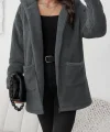 Kadın Uzun Kollu Kapşonlu önden Fermuarlı Cepli Welsoft Ceket