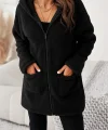 Kadın Uzun Kollu Kapşonlu önden Fermuarlı Cepli Welsoft Ceket