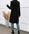 Kadın Uzun Kollu Kapşonlu önden Fermuarlı Midi Dalgıç Ceket