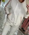 Kadın Uzun Kollu Kapşonlu Pulpayet Detay Viskon Iki Iplik Bluz Ve Pantolon Ikili Takım