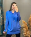 Kadın Uzun Kollu Kapüşon Detay Triko Tunik