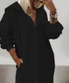 Kadın Uzun Kollu Kapüşonlu Yakası Açık Modal Elbise