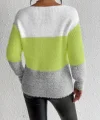 Kadın Uzun Kollu Kayık Yaka çok Renkli Triko Bluz