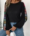 Kadın Uzun Kollu Kayık Yaka şardonlu Dalgıç Bluz