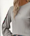 Kadın Uzun Kollu Kayık Yaka şardonlu Kaşkorse Bluz