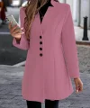 Kadın Uzun Kollu Kırlangıç Yaka önden Düğmeli Kısa Kaşe Kaban