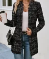 Kadın Uzun Kollu Kırlangıç Yaka önü Açık şanel Ceket