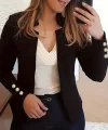 Kadın Uzun Kollu Kol Düğme Detay Ithal Krep Ceket