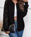 Kadın Uzun Kollu Kolları Dantel Detay önden Fermuarlı Viskon Iki Iplik Ceket