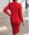 Kadın Uzun Kollu Kruvaze Yaka Bağcık Detay Akrilik Mini Boy Elbise