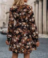 Kadın Uzun Kollu Kruvaze Yaka çiçek Desenli Dalgıç Elbise