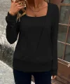 Kadın Uzun Kollu Kruvaze Yaka Kol Ve Etek Ucu Manşet Detay Yumoş Bluz