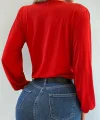 Kadın Uzun Kollu Kruvaze Yaka Sandy Bluz