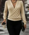 Kadın Uzun Kollu Kruvaze Yaka Sandy Bluz