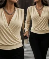 Kadın Uzun Kollu Kruvaze Yaka Sandy Bluz