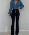 Kadın Uzun Kollu Kruvaze Yaka Sandy Bluz