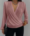 Kadın Uzun Kollu Kruvaze Yaka Sandy Bluz