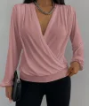 Kadın Uzun Kollu Kruvaze Yaka Sandy Bluz