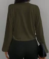 Kadın Uzun Kollu Kruvaze Yaka Sandy Bluz