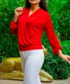 Kadın Uzun Kollu Kruvaze Yaka Sandy Bluz