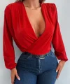Kadın Uzun Kollu Kruvaze Yaka Sandy Bluz