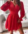Kadın Uzun Kollu Kruvaze Yakalı Mini Sandy Elbise