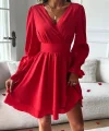 Kadın Uzun Kollu Kruvaze Yakalı Mini Sandy Elbise