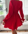 Kadın Uzun Kollu Kruvaze Yakalı Mini Sandy Elbise