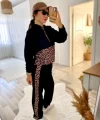 Kadın Uzun Kollu Leopar Detay weat Ve Yanı Leopar şerit Detay Pantolon Ikili Takım