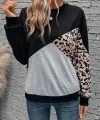 Kadın Uzun Kollu Leopar Garnili 3 Parça Iki Iplik Bluz