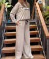 Kadın Uzun Kollu Nope Baskılı Beli Ribanalı Ikili Takım