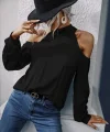 Kadın Uzun Kollu Omuz Dekolteli Viskon Bluz
