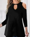 Kadın Uzun Kollu Omuz Ve Göğüs Dekolte Detay Viskon Bluz