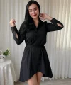 Kadın Uzun Kollu ön Kısım Kısım Arka Kısım Uzun Trikoton Gömlek Elbise