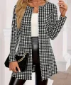 Kadın Uzun Kollu önden Açık Kazayağı Desenli Ceket
