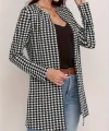 Kadın Uzun Kollu önden Açık Kazayağı Desenli Ceket