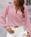 Kadın Uzun Kollu önden Düğmeli Hakim Yaka Ithal Krep Bluz