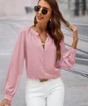 Kadın Uzun Kollu önden Düğmeli Hakim Yaka Ithal Krep Bluz
