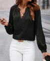 Kadın Uzun Kollu önden Düğmeli Hakim Yaka Ithal Krep Bluz